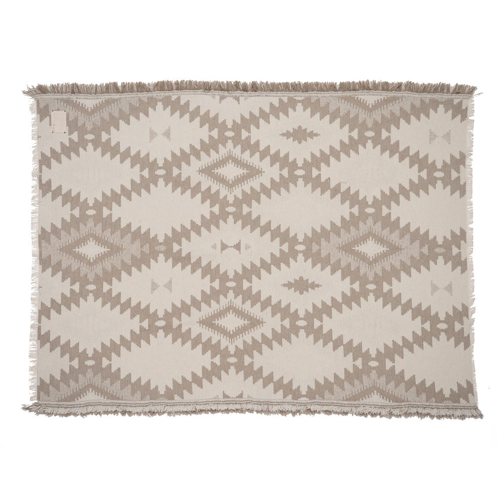 Miniature : plaid motif kilim écru et beige