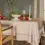 Thumbnail: Nappe en coton naturel avec liseré bordeaux - 240 x 140 cm