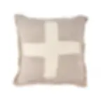 Housse de coussin en lin naturel avec grande croix blanche