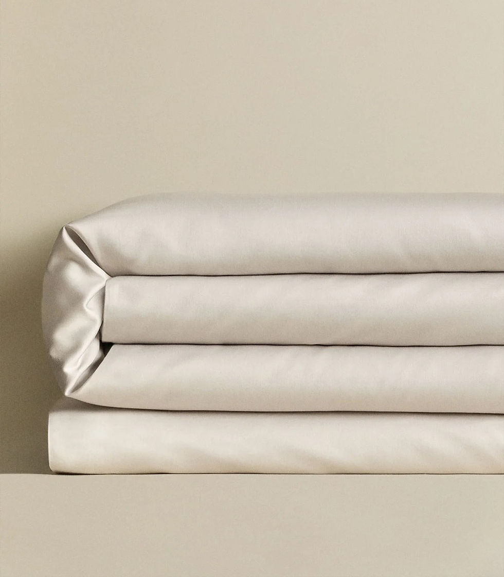 housse de couette en satin de coton couleur beige nude