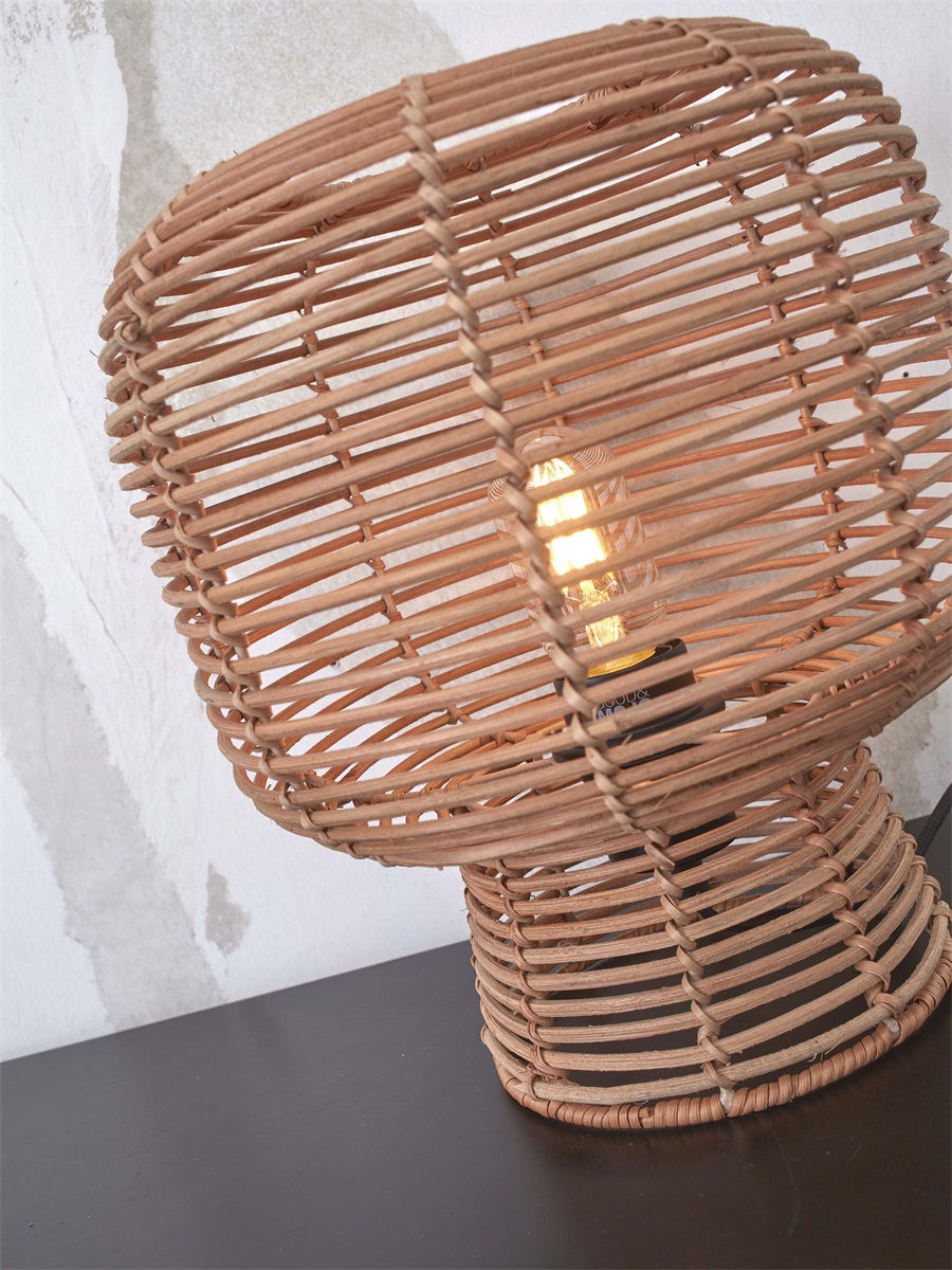 Miniature : Lampe de table ronde en bambou couleur naturel
