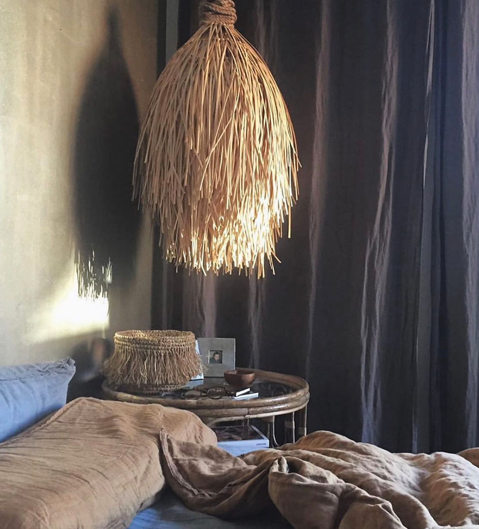 Miniature : lampe shaggy en fibres de rotin