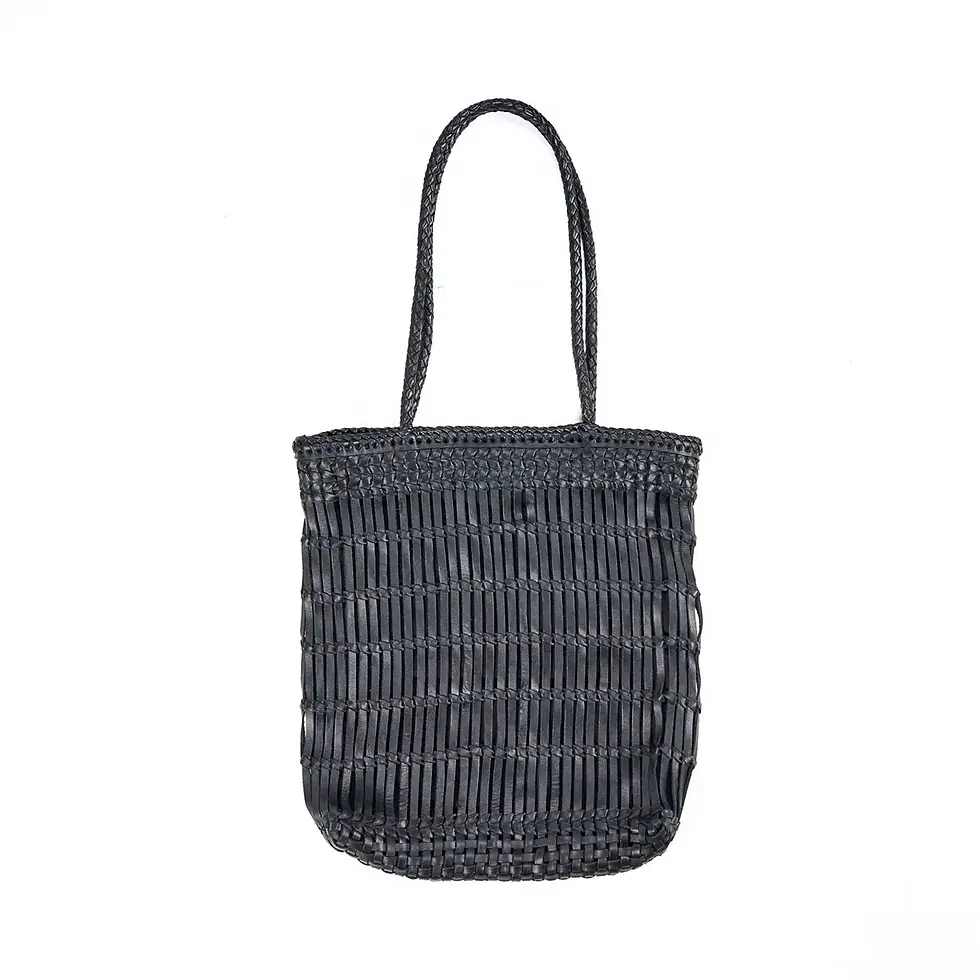 Miniature : Sac Tote Bag en cuir tressé noir