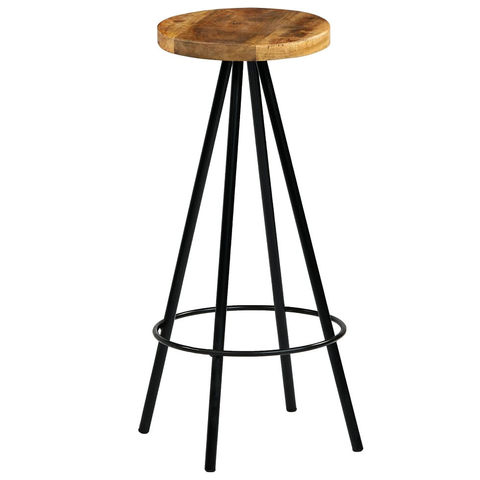 Miniature : Tabourets de bar métal noir et bois de manguier H76 cm.