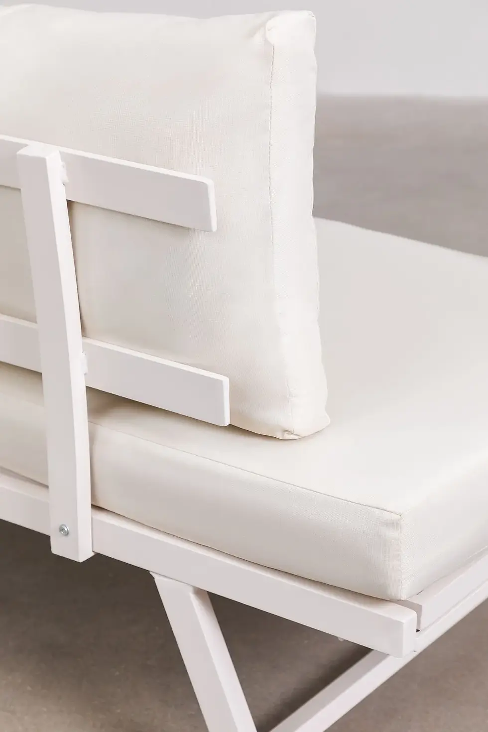 Miniature : Canapé de jardin 3 place en aluminium et coussin polyester couleur blanc