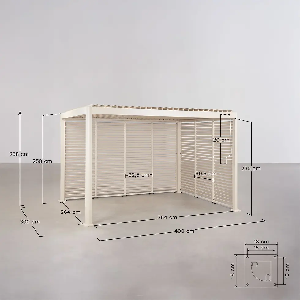 Miniature : Pergola bioclimatique avec lames et panneaux en aluminium gris