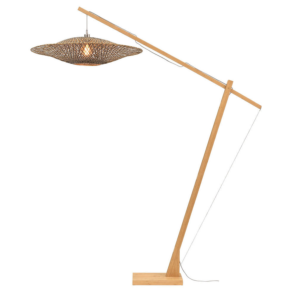 lampadaire en bambou naturel et abat jour tressé naturel et noir