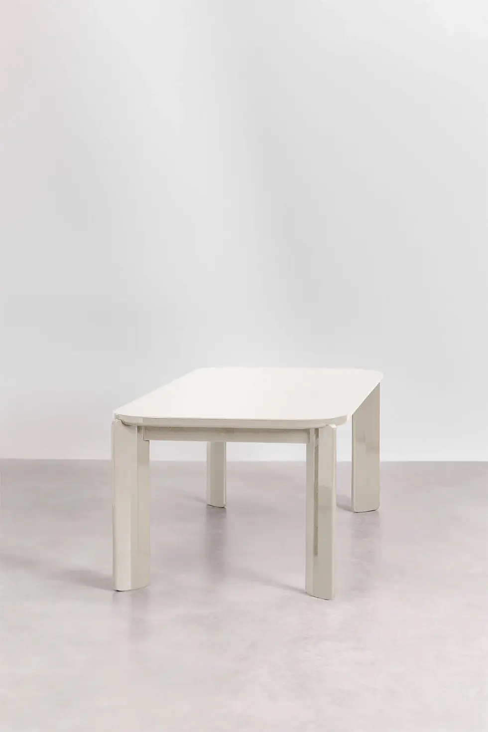 Miniature : Table de salle à manger rectangulaire 200x100 cm blanc crème brillante