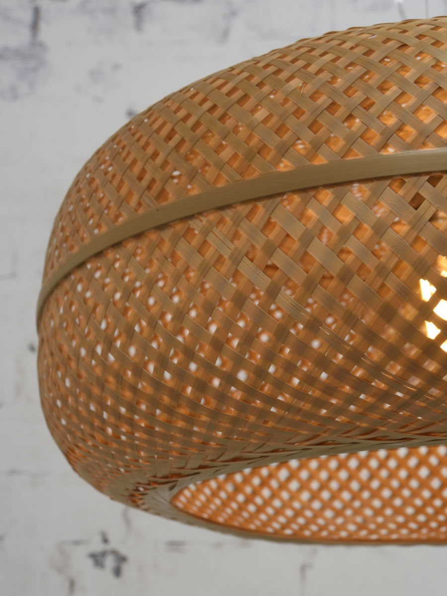 Miniature : suspension ronde en bambou naturel tressé diamètre 60 cm