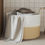 Miniature : panier de rangement en coton blanc et beige diamètre 51 cm