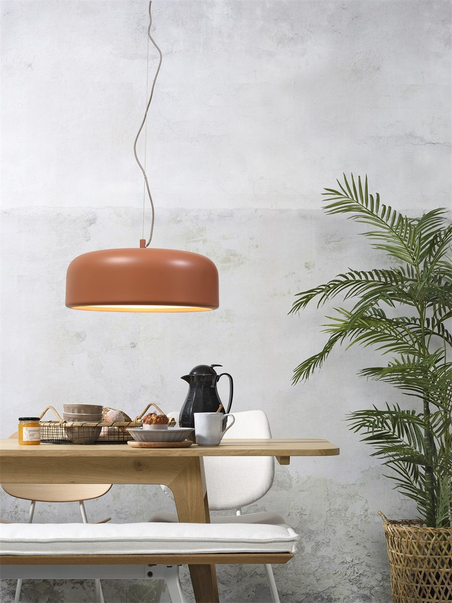 suspension ronde en metal style contemporain et industriel couleur terracotta