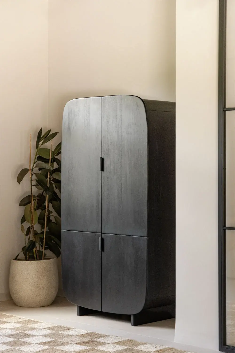 armoire 4 portes en manguier noir