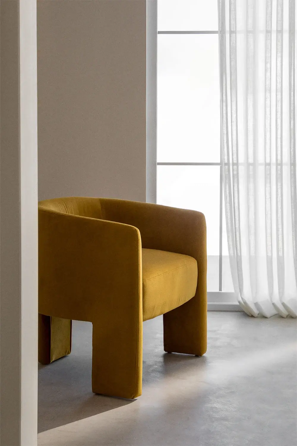 Fauteuil en velours Moutarde XASTRU