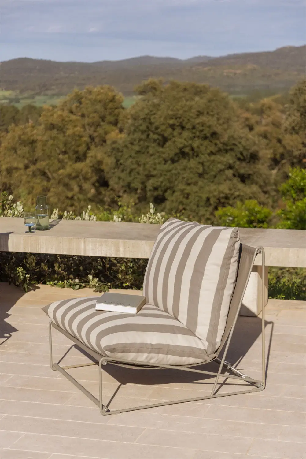 Fauteuil de jardin rayures beige brun