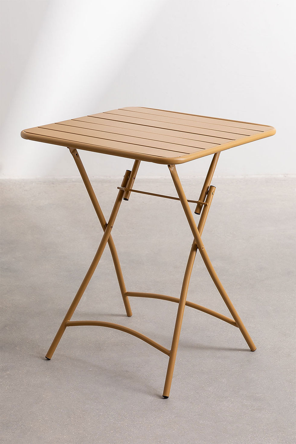 Miniature : Ensemble Table 60x60cm et 2 Chaises de Jardin Pliantes couleur jaune moutarde