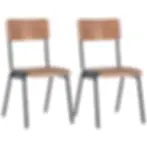 Chaise en métal noir et bois contreplaqué look ancienne chaise d'écolier