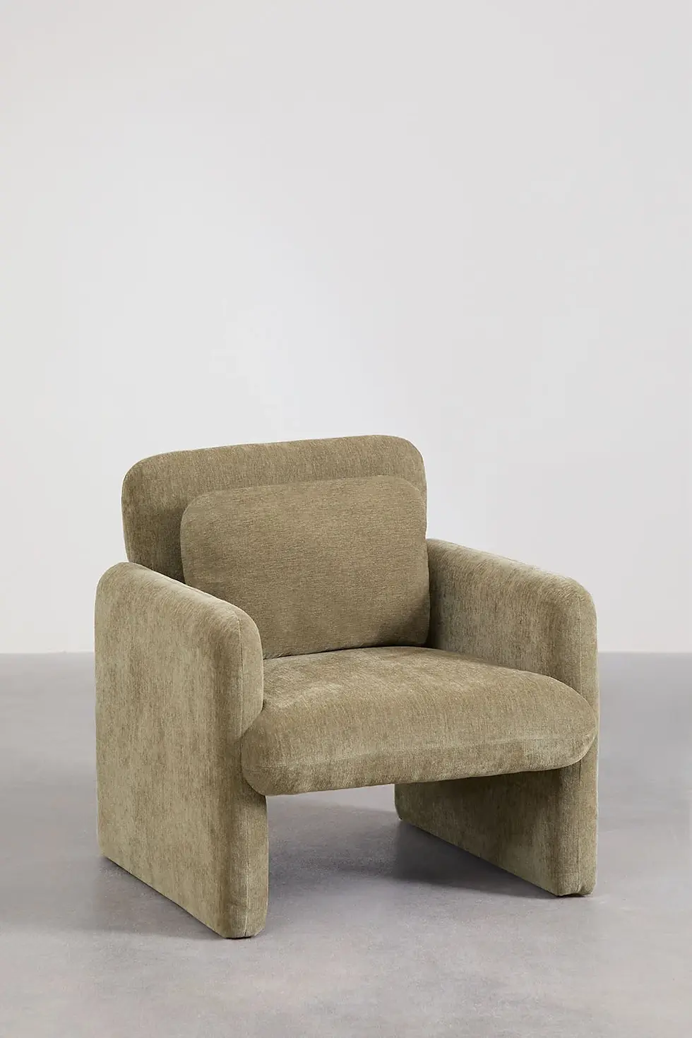 Miniature : Fauteuil en velours chenille vert sauge