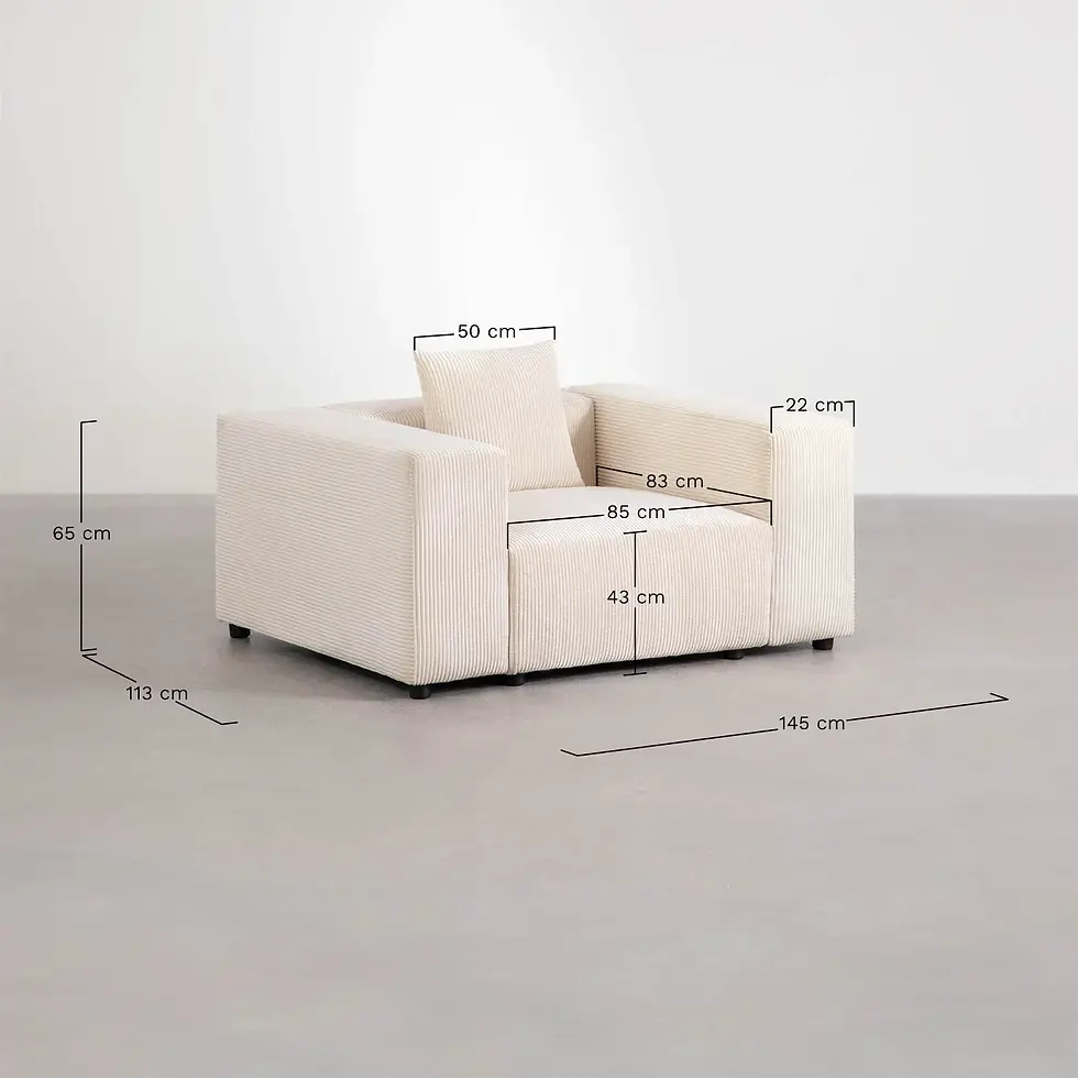 Miniature : Fauteuil en velours côtelé blanc XL 145 cm