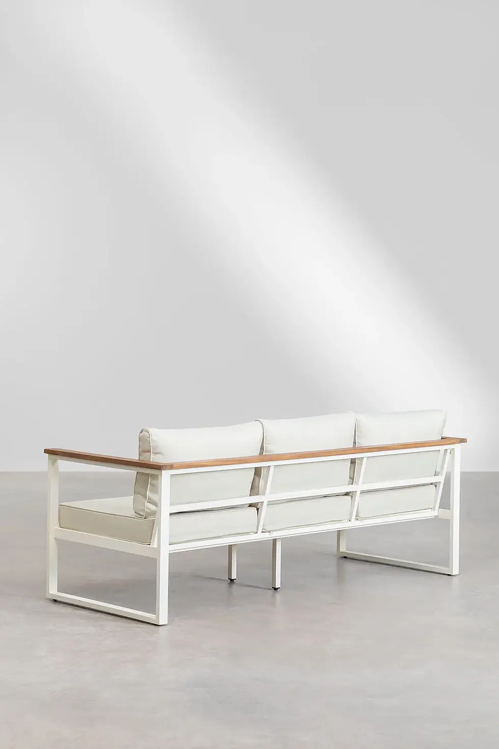 Miniature : Ensemble de jardin en aluminium blanc et accoudoirs en bois d'acacia