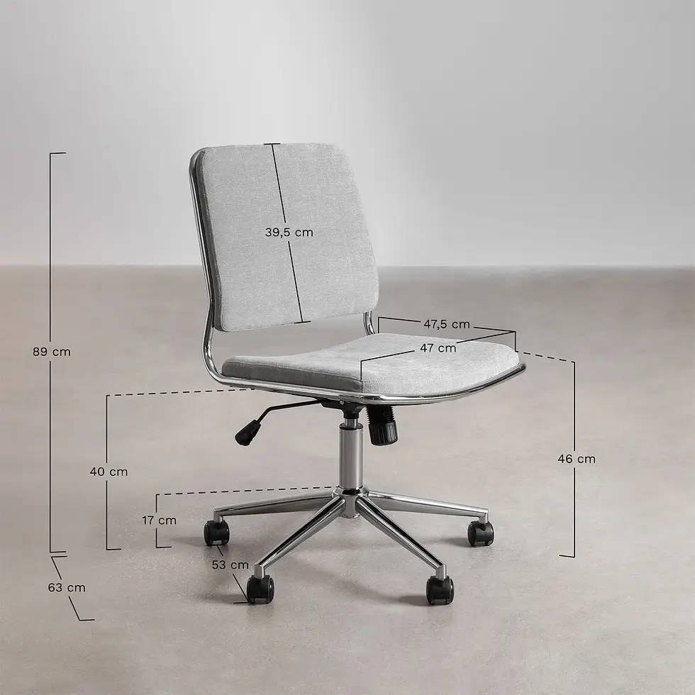 Miniature : Chaise de bureau à roulettes en tissu gris clair