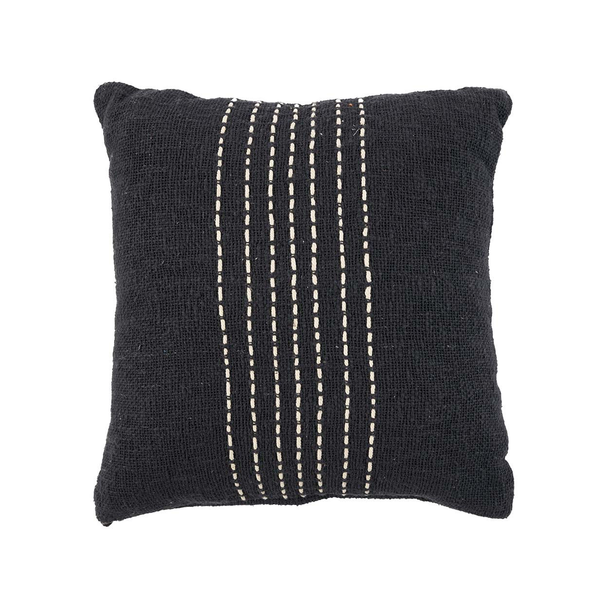 Coussin noir avec broderies pointillé blanc