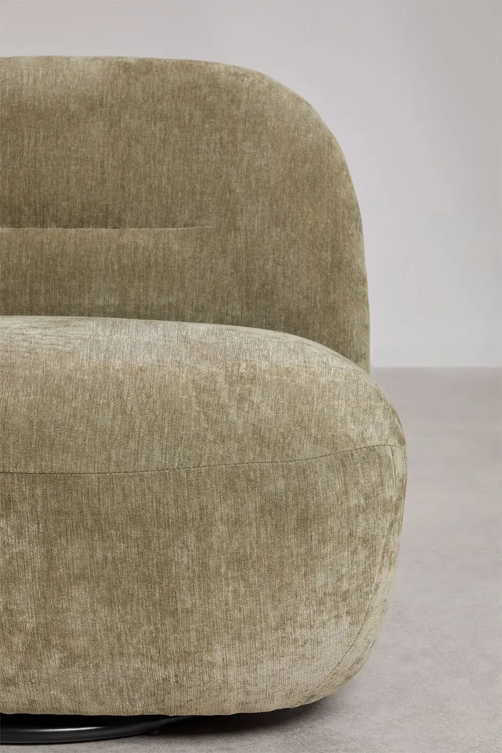 Miniature : fauteuil pivotant en tissu chenille vert olive