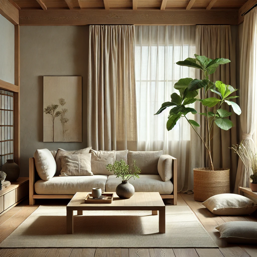 salon épuré style Japandi