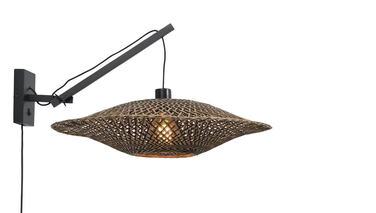 lampe murale en bambou naturel et noire
