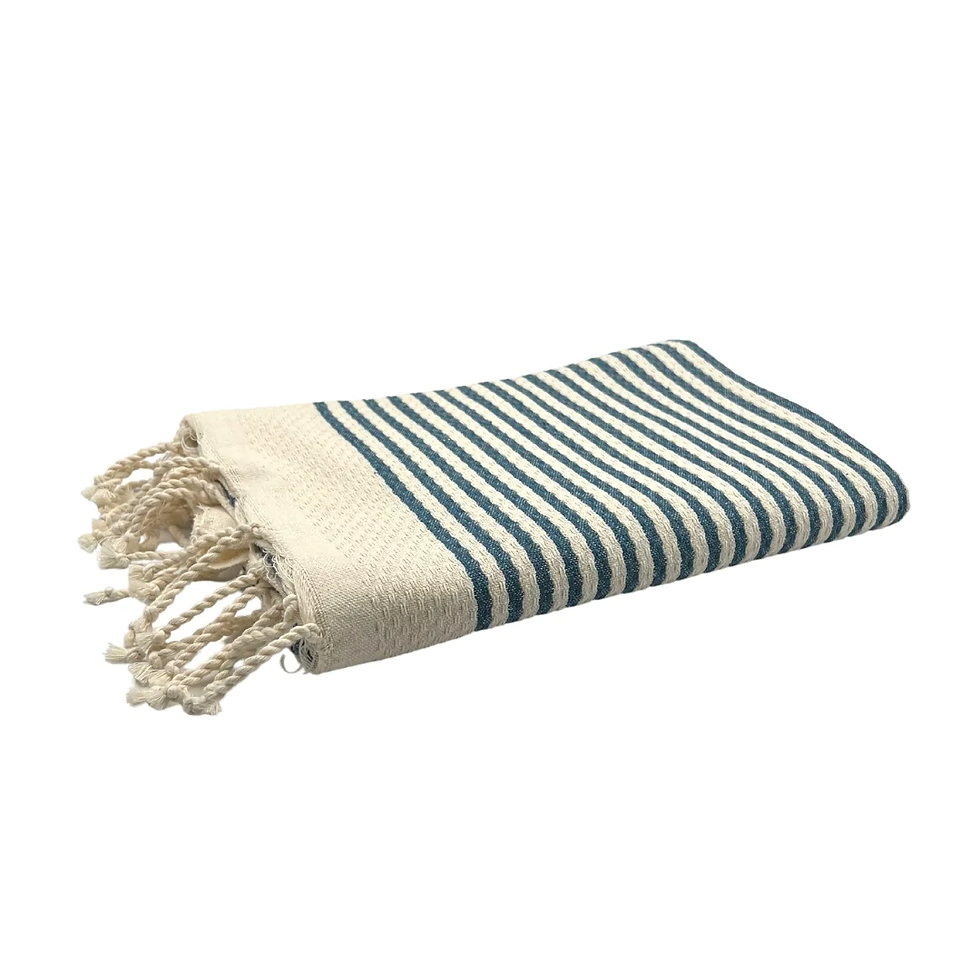 Miniature : foutas rayure marinière blanc et bleu canard