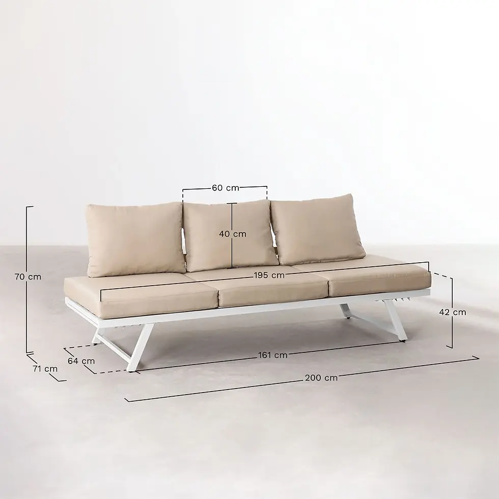 Miniature : Canapé de jardin 3 places inclinable - Beige