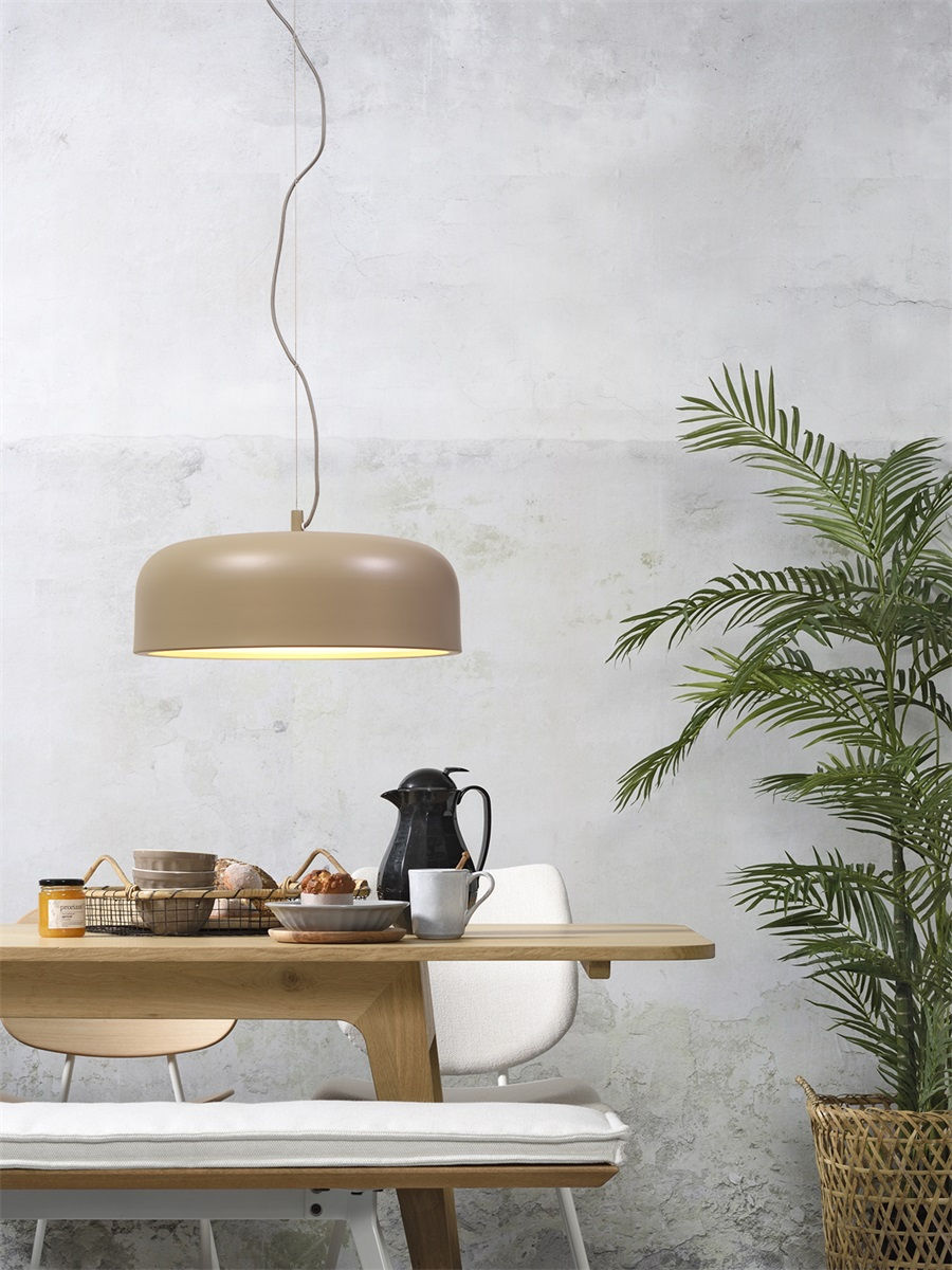 suspension ronde en metal style contemporain et industriel sable