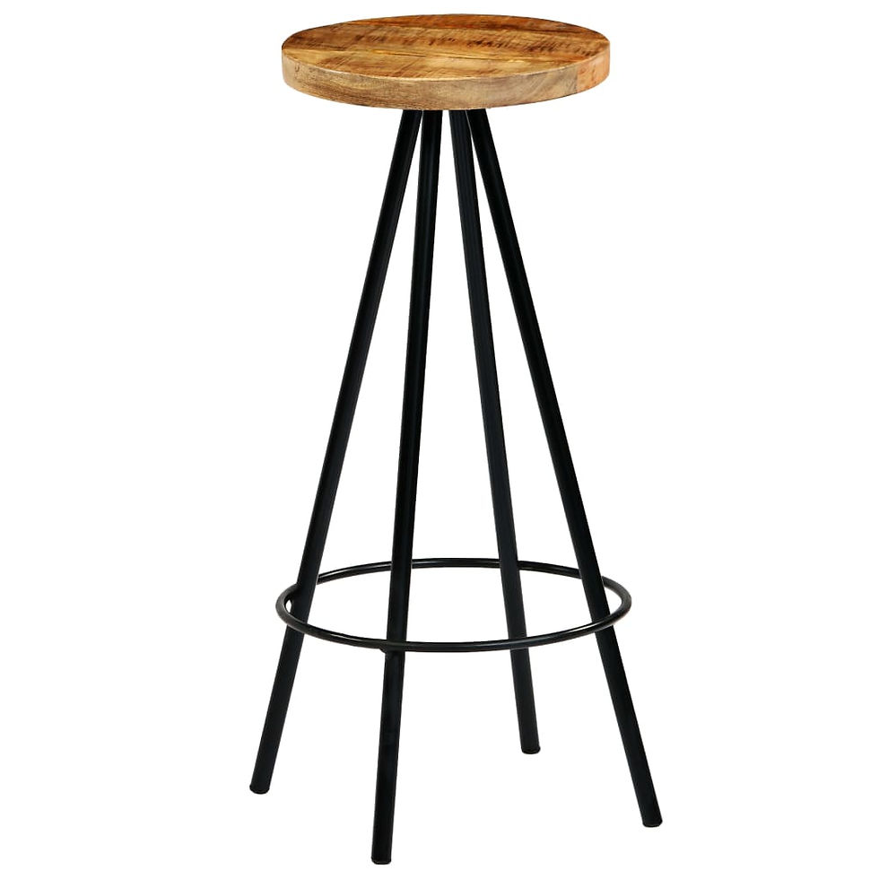 Miniature : Tabourets de bar métal noir et bois de manguier H76 cm.