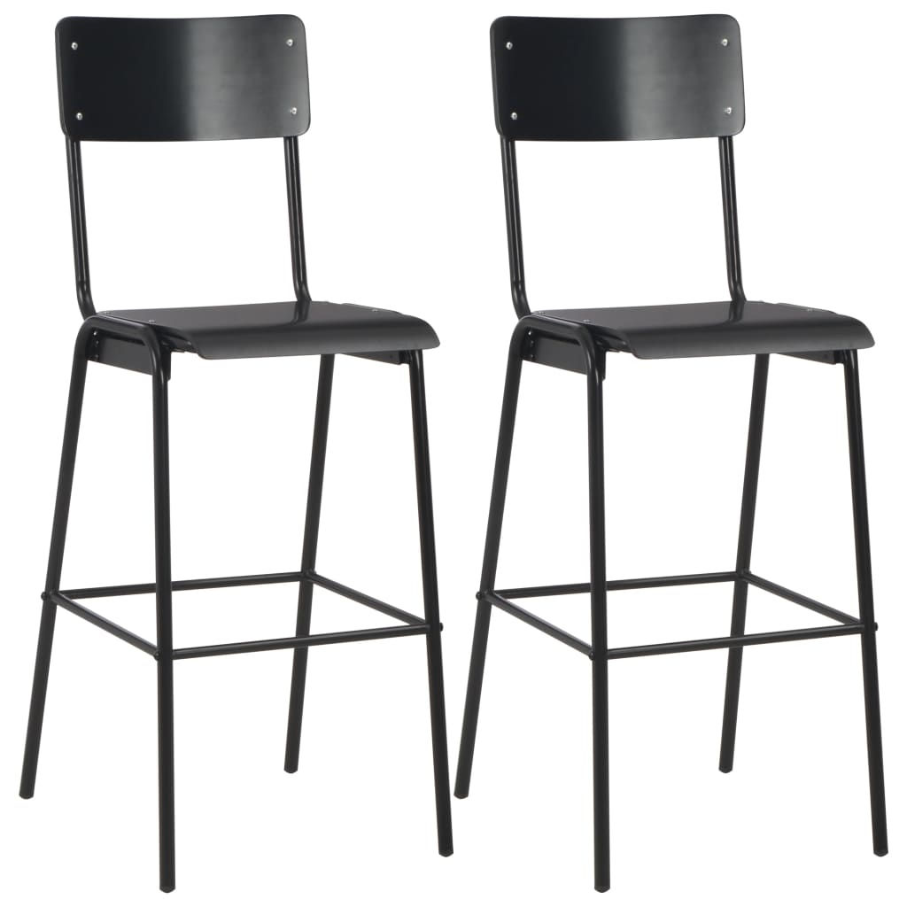 Tabourets de bar métal noir et bois noir  H76 cm.