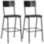 Tabourets de bar métal noir et bois noir H76 cm.