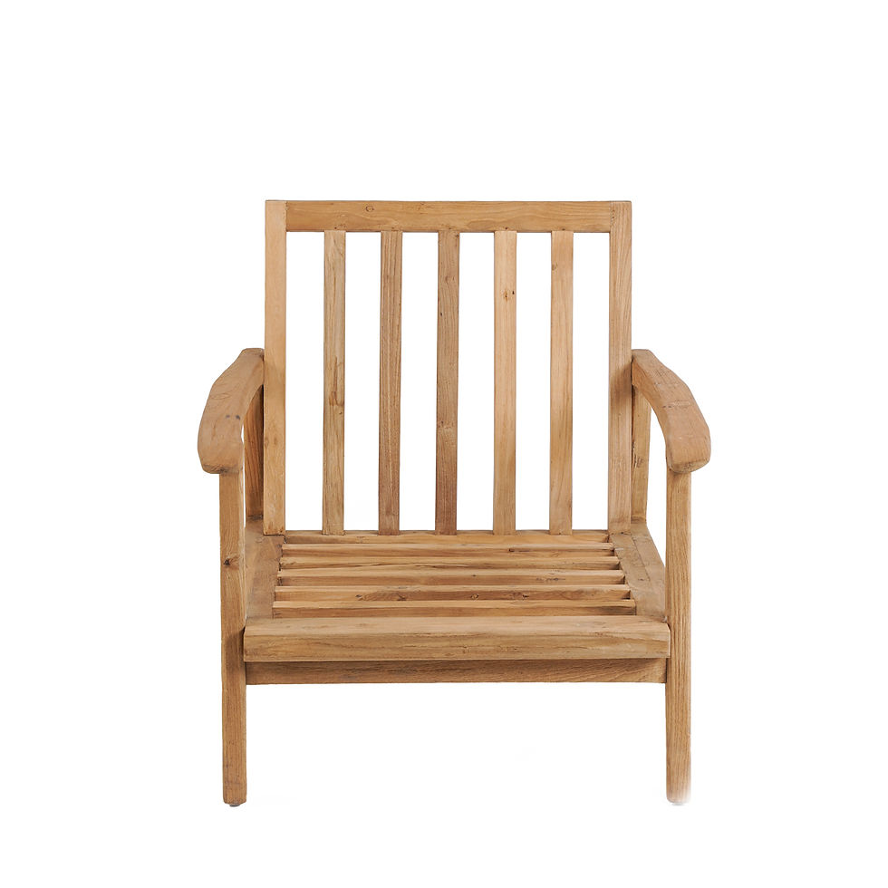 Miniature : Fauteuil en teck recyclé avec accoudoirs et coussin blanc