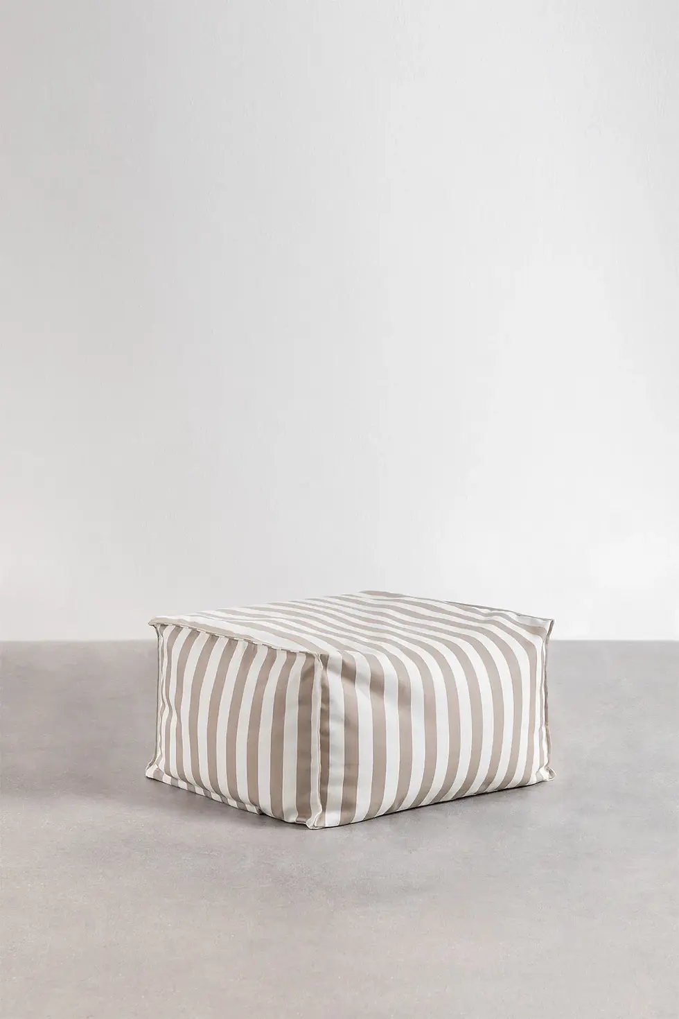 Miniature : Pouf rayures - beige et blanc
