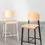Thumbnail: tabouret hauateur 67 cm en placage de chêne et métal blanc