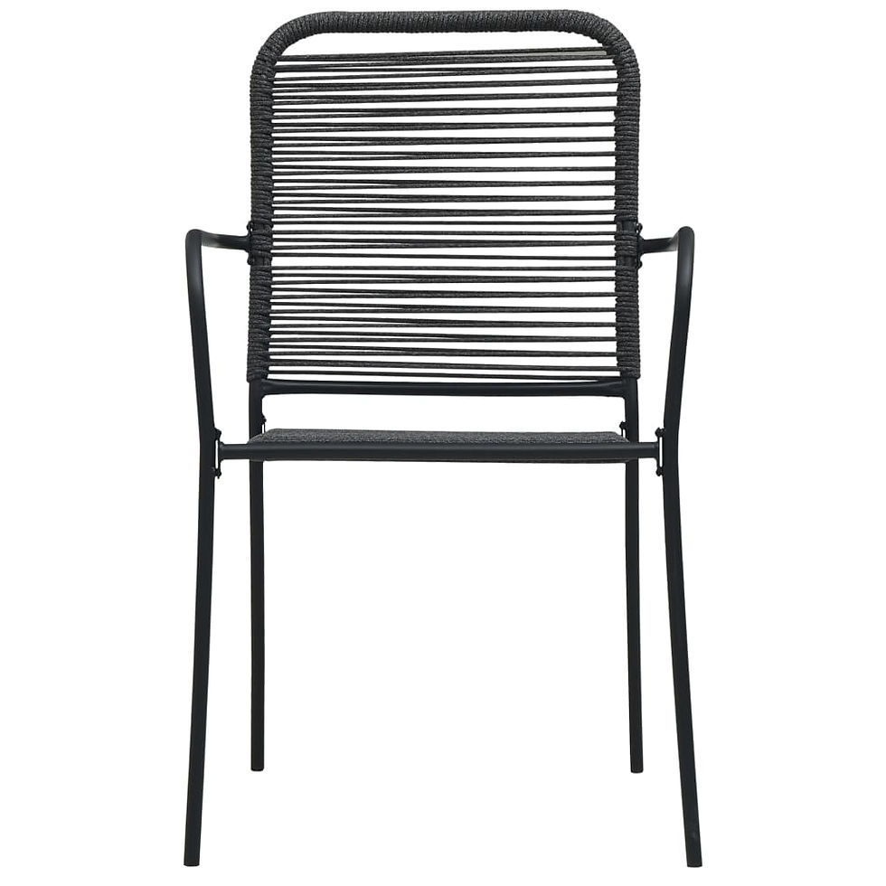 chaise d'extérieur en corde de coton noire et acier noir