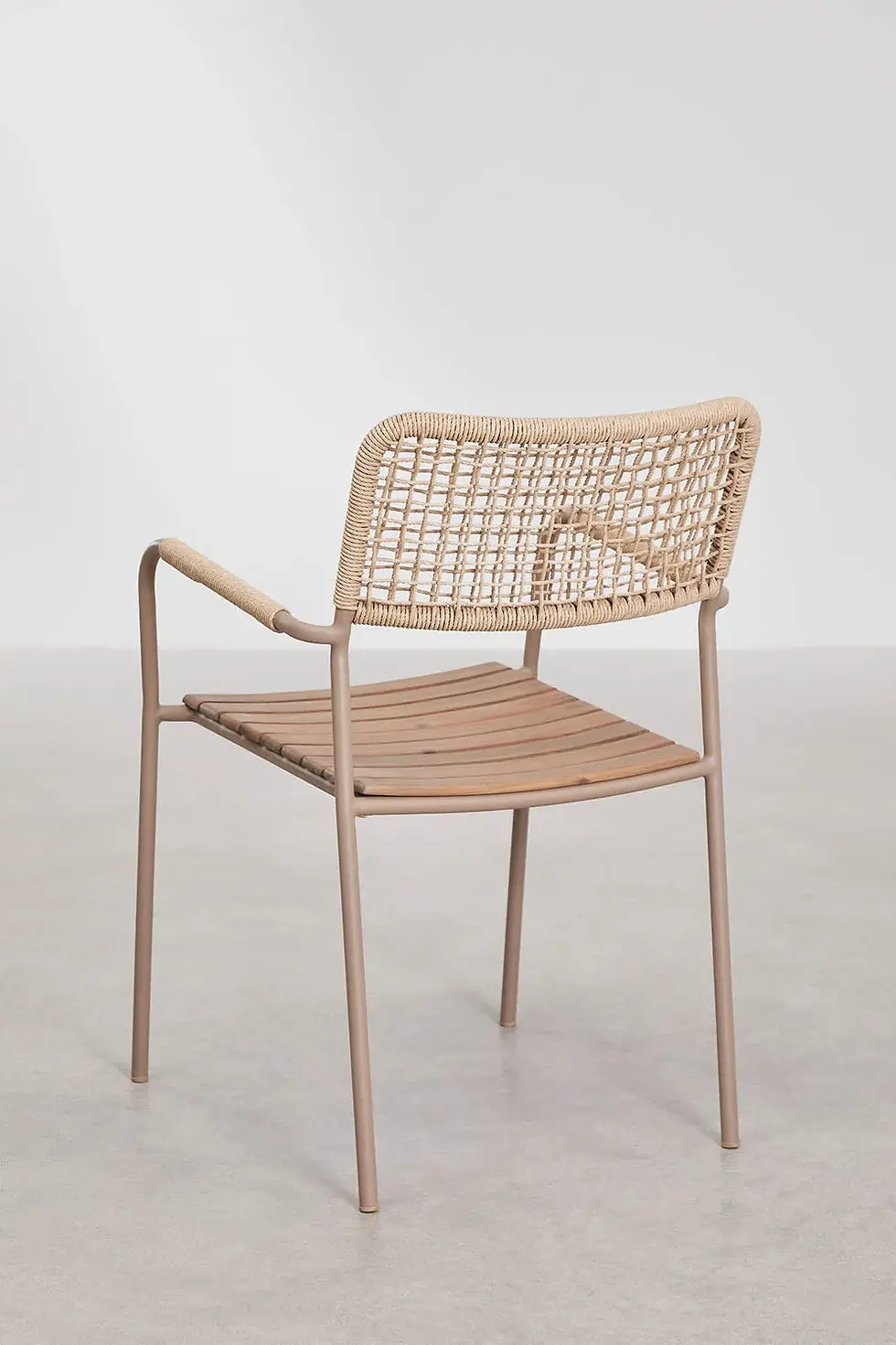 Miniature : Ensemble table Ø65 cm et 2 chaises de jardin en acier moka et acacia