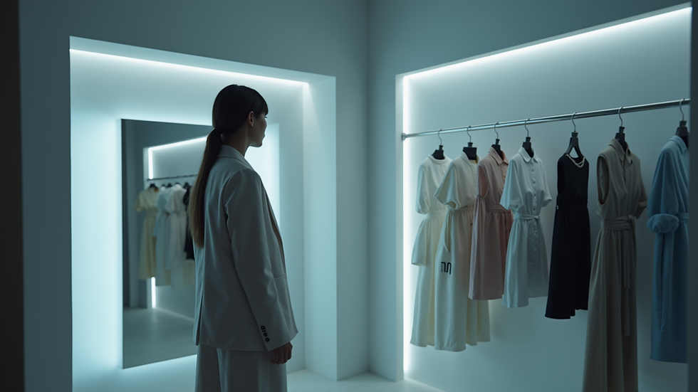 Close-up view of a virtual fitting room showcasing AI technology