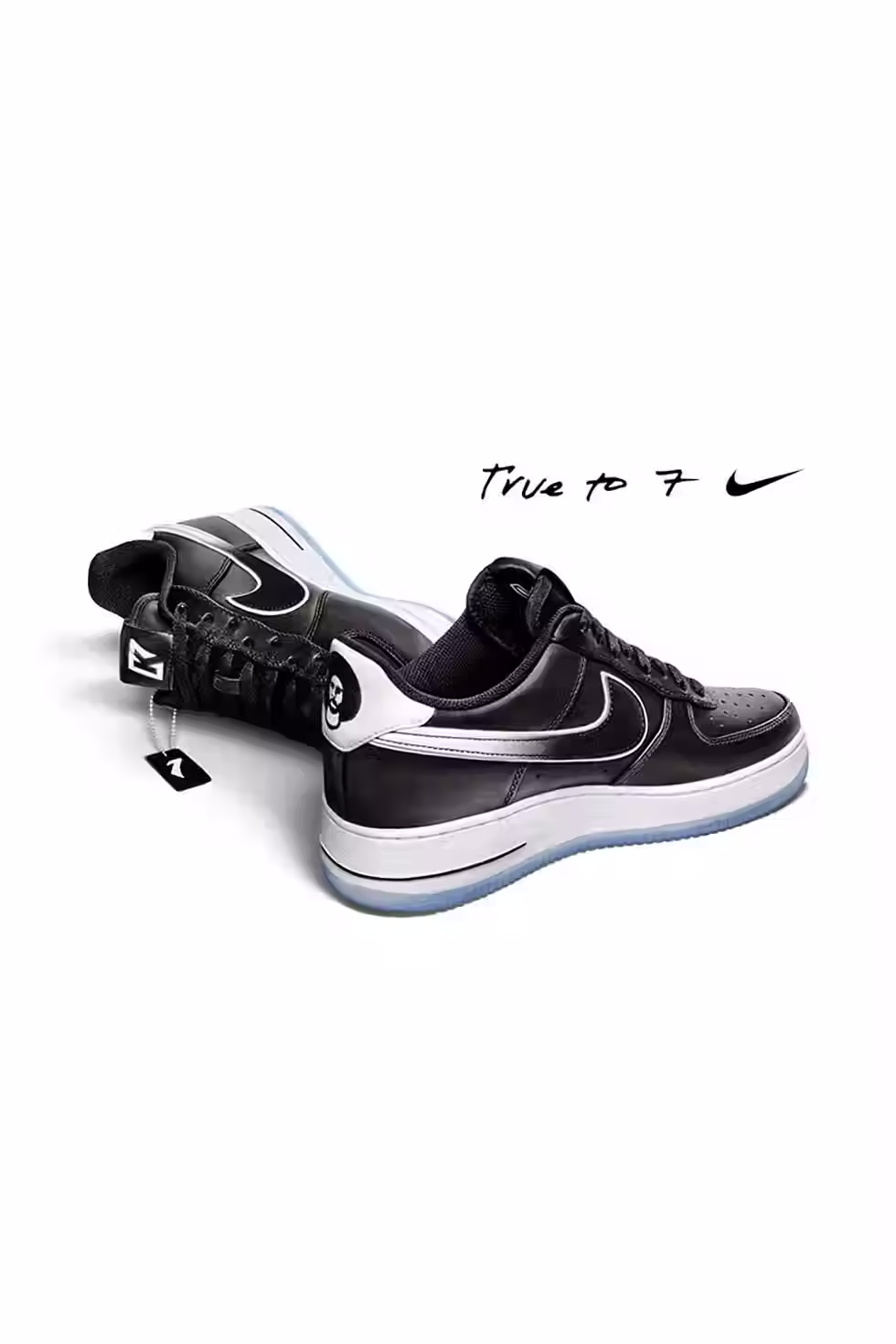 Pair of black Nike Air Force 1 sneakers featuring a portrait of Colin Kaepernick on the heel tab.