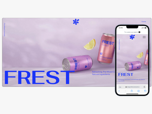 two cans of frest cocktail are on a purple background