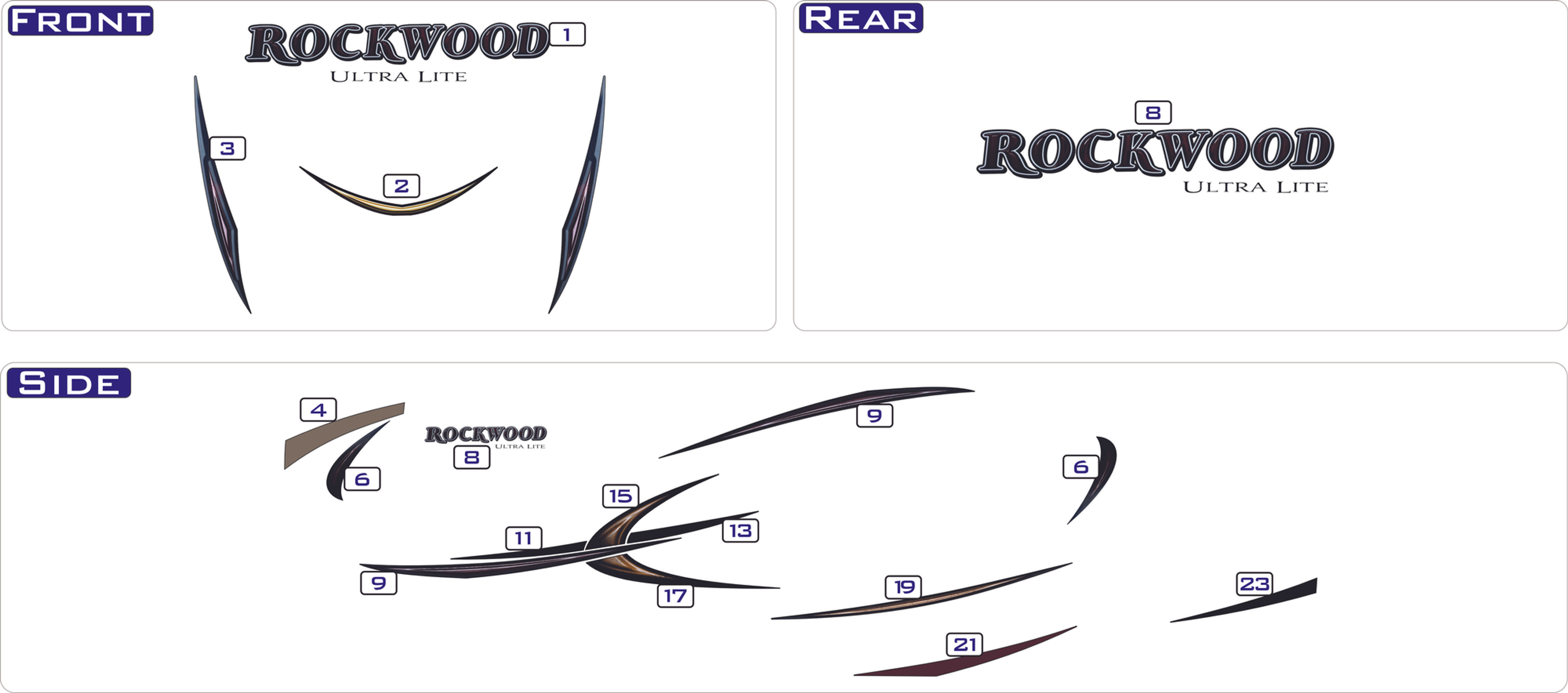 COMPLETE DECAL KIT - TRAILER B  (2016 Rockwood 5th Wheel)
