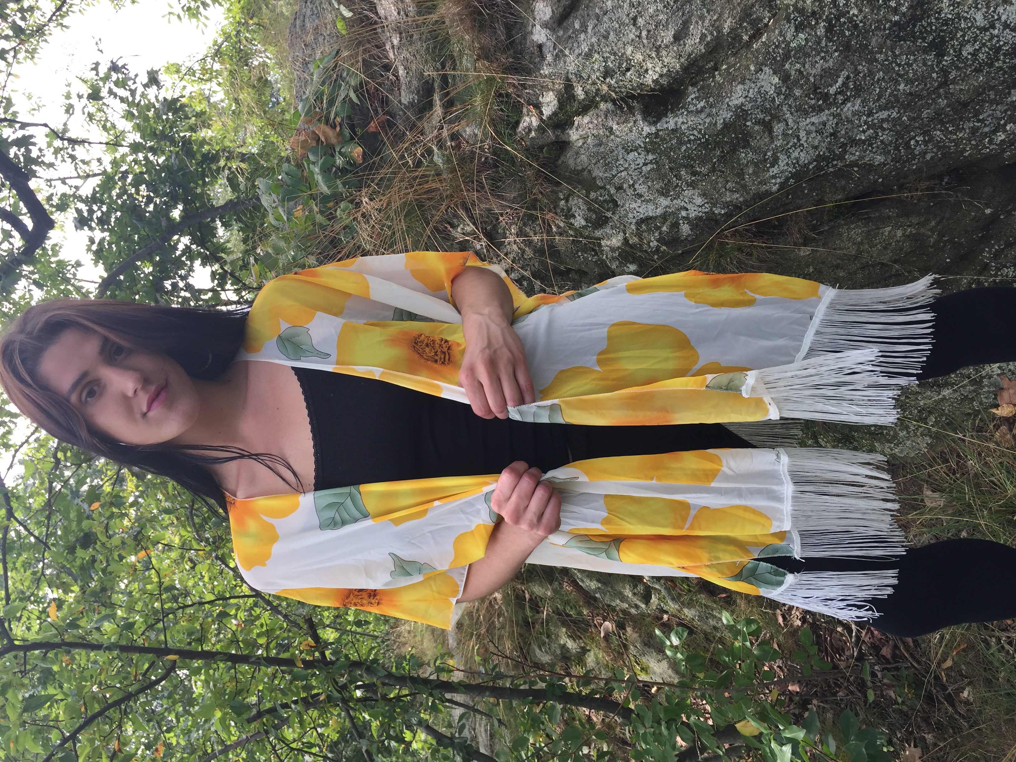 Fringe Vest Floral Yellow