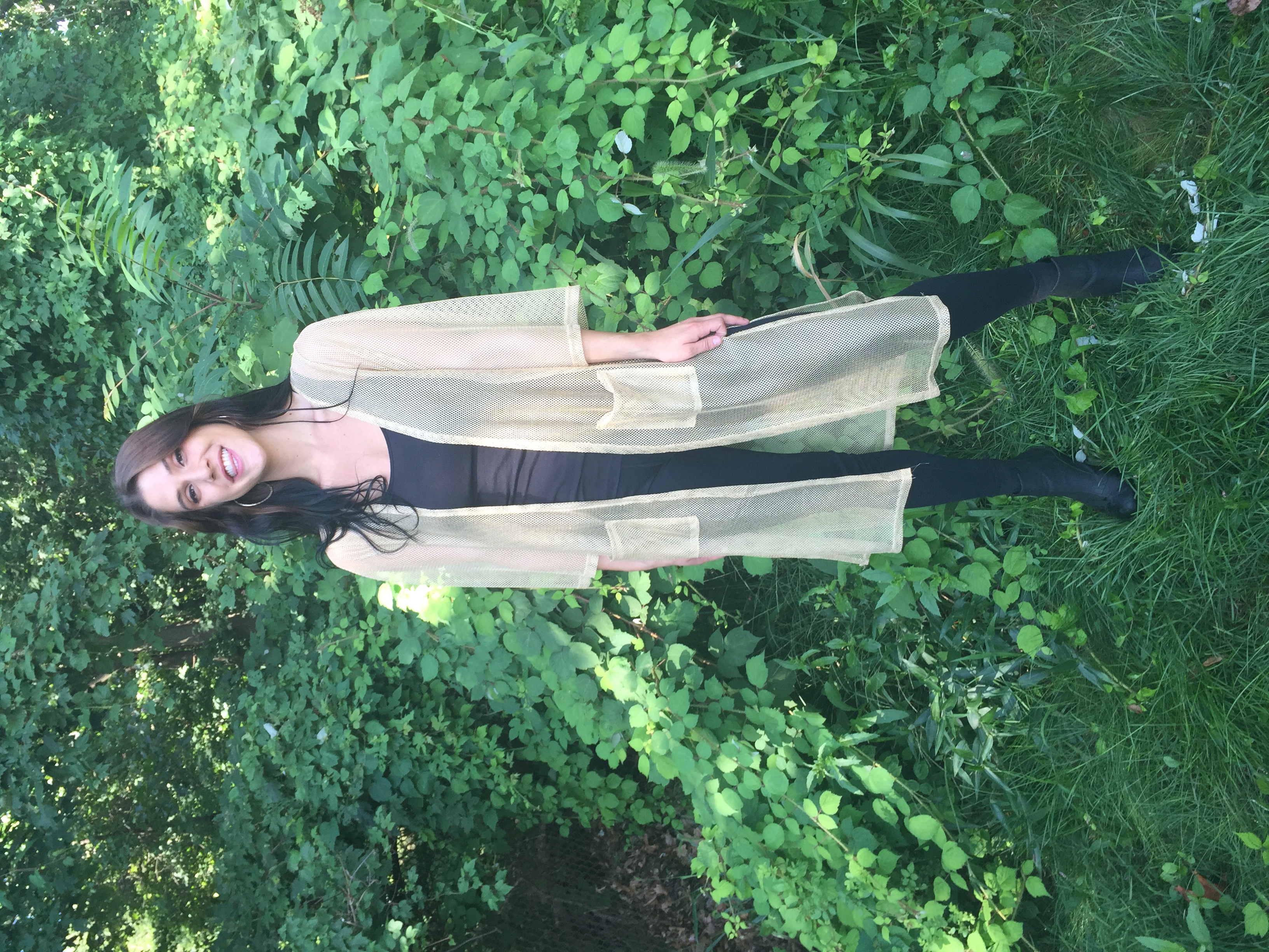 Mesh Duster Cardigan Gold