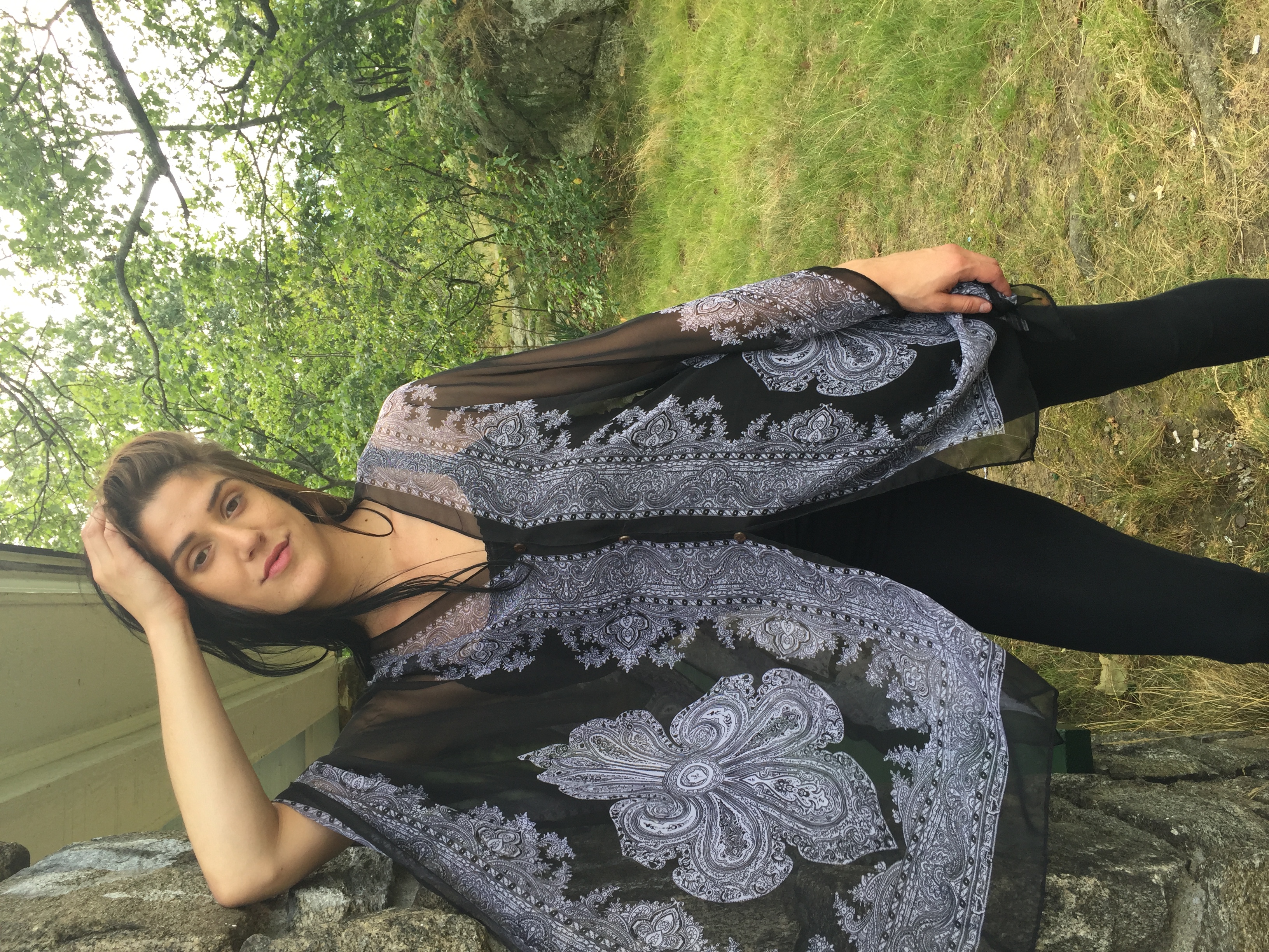 Button Tunic Damask Black