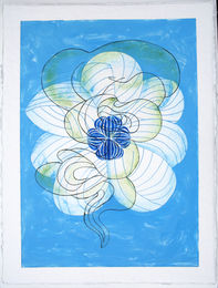 ECH05008 | Emily Cheng 2005 Monoprint Tullis SB handmade 32" x 24" Printed on the Lake Erie Directomat Hydraulic platen press 600 tons Styrene+Aluminum, printing plates impression 28" x 20"