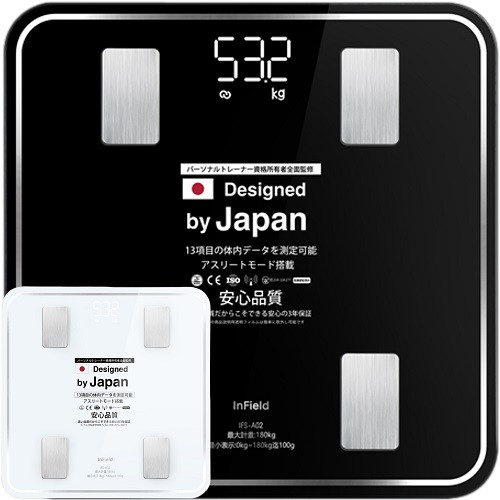 AI× 体組織計 体重計 スマホ連動 体脂肪計 高精度 体重/体脂肪率/水分率/基礎代 など13項目測定 を専用アプリに表示 InFITアプリと連動