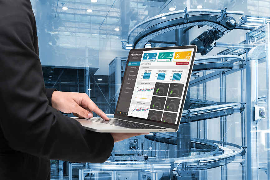 Male manager hand laptop for check real 