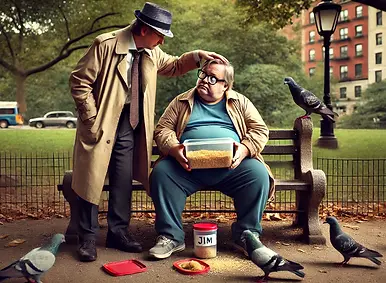 DALL·E 2024-11-09 18.02.53 - Create an image of a detective standing over Jim, a fat, bald